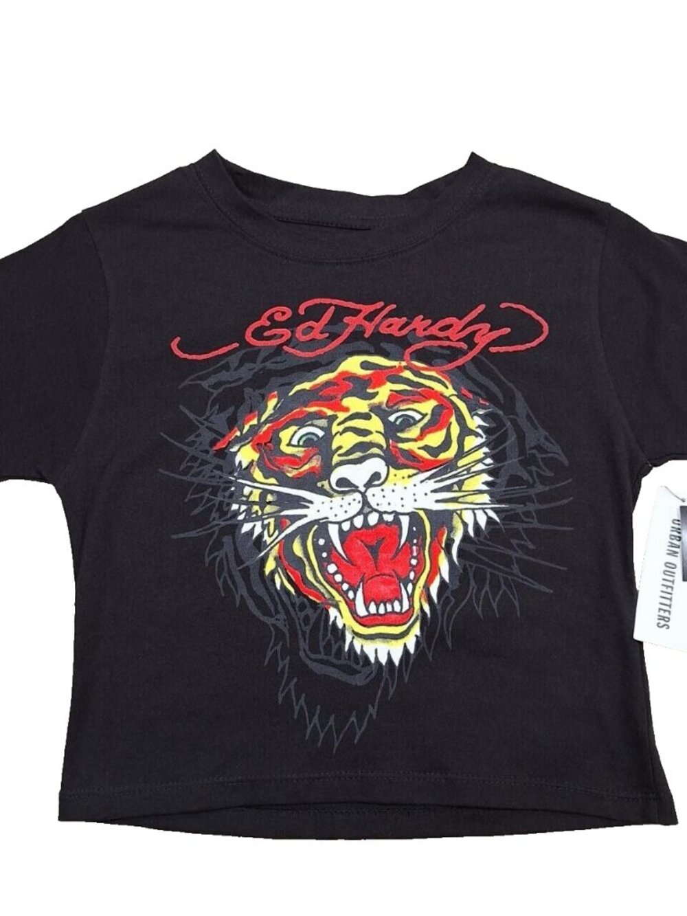 New Ed Hardy Lion Print Baby Doll Black Womens T-Shirt for Urban Outfitters Sz M